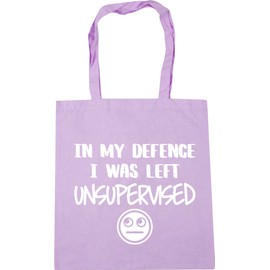 Hippowarehouse In My Defence I Was Left Unsupervised Tote Shopping Gym Beach Bag 42cm x38cm, 10 litres