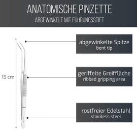 Schwertkrone Curved tweezers anatomically with guide pin offset grooved - stainless steel