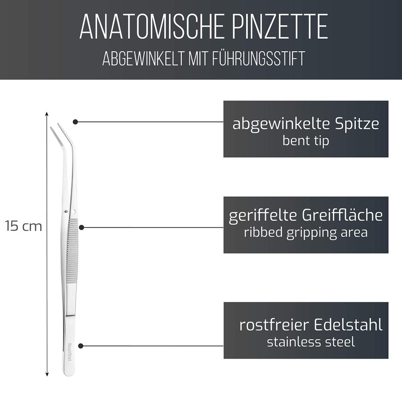 Schwertkrone Curved tweezers anatomically with guide pin offset grooved -