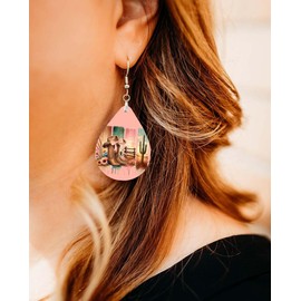 Desert Cowgirl Teardrop Earrings with Boots and Hat Lightweight Handmade by The Painted Pug