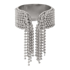 Wide Fashion Beaded Tassel Ring for Women Titanium Steel Gold-Toned Round Small Ball Charms Open Wrap Finger Rings Adjustable Geometric Y2K Jewelry Gift for Holiday Wedding, Metal, No Gemstone