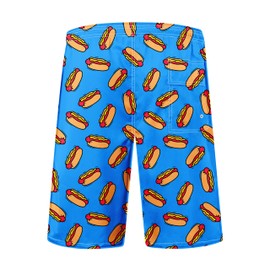 FT FENTENG Mens Swim Trunks for Men, Blue Hot Dog Board Shorts Men's Swimwear Bathing Suit with Mesh Lining, Funny Hawaii Quick Dry Beach Shorts for Men Swimming Trunks, 3X-Large