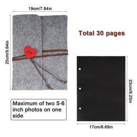 Set Felt Photo Album, Photo Album for DIY, Black Pages Photo Book, DIY Gift for Valentine's Day, Anniversary, Birthday Gift (Medium)