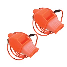 Fox 40 Sonik Blast Cushion Mouth Group Sports and Safety Loud Whistle with Lanyard, Orange (2 Pack)