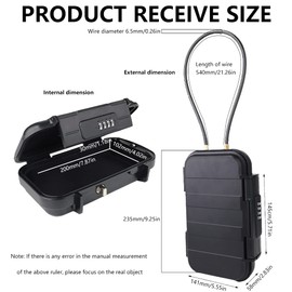 AUTUUCKEE Portable Safe,Travel Safe Lock Box,4-Digit Combination Mini Safe Box,Beach Safe for Valuables and Phone,Cell Phone Lock Box,Combination Lock Mini Beach Travel (SIZE:9.25 x 5.55 x 2.83inch)