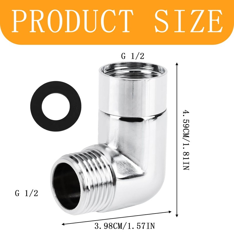 Shower Elbow Adapter, 90 Degree Elbow Shower Hose Connector, Adjustable