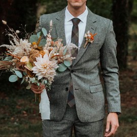 Mantieqingway Mens Ties 2.36" Cotton Skinny Ties for Men Wedding Party Solid Color Necktie (Plaid 03)