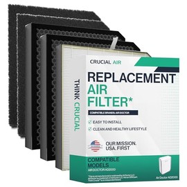 Think Crucial Replacement Air Purifier & Carbon Pre-Filter Compatible with Air Doctor model 2000 (This is a third party-product) - (1-Pack Filter & 2-Pack Carbon-Pre Filters Set)