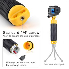 GEPULY 60M/196FT Waterproof Case for GoPro Hero 13 12 11 10 9 Black, Floating Handle Grip Pole Stick Monopod Underwater Accessories Protective Case Dive Shell