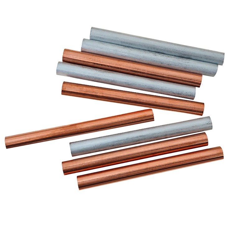 HWYEE 2PCS 99.995% Pure Copper Zinc Rods 3/8"(10mm) Dia 4"(100mm)