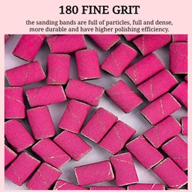 OMBRISA Sanding Bands for Nail Drill 100Pcs, 180# Grit Nail Sanding Bands Pink, Nail drill Sanding Bands with 2 Pcs 3/32” Nail Drill Bits and Boxed for Beauty Salon Accessories Manicure and Pedicure