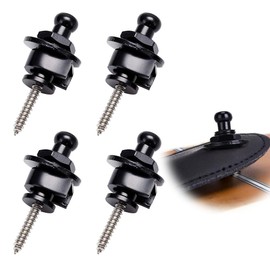 ストラップロックピン 着脱 バックル ギター ロック式ストピン エレキギターベース用 アクセサリー 取り付け簡単 落下防止 滑り止め 適用範囲 アコースティック/ベースなど/エレキ 4個入り（ブラック）
