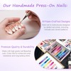 LydeLog Handmade Press On Nails, Medium Almond Hand-Painted False Nails