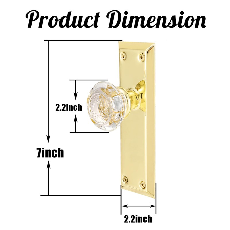 ToPToToo Glass Crystal Dummy Door Knobs Interior, Single-Side Dummy Door
