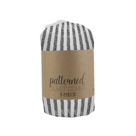 Linen Market IEH-DUV Q-GR Home Collection 3pc Duvet Cover Set, Queen, Rugged Stripes Gray