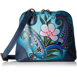Anna by Anuschka Leather Small Multi Compartment Zip-Around Organiser, Denim Paisley Floral