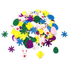 Jc.upin 120Pcs Easter Stickers, Glitter Easter Foam Stickers,Kids Stickers for Easter Crafts,Scrapbooking,Easter Gifts Cards by Easter Bunny,Egg,Chick Stickers-Party Bag Fillers for Kids, Boys, Girls