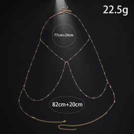 Delicate Gold Body Chain Jewelry for Women Bikini Body Harness Crossover Rhinestone Bralette Chest Chain Bra Beach Jewelry