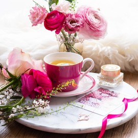 Sara Miller London for Portmeirion Chelsea Collection Tea Cup & Saucer - Pink