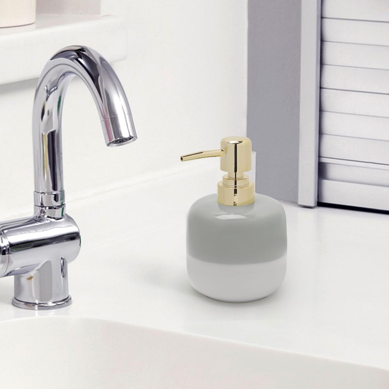 Asashizen Ceramic Soap Dispenser Grey and White Two Tone with