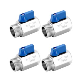 QWORK Mini Ball Valve, 4 Pack 3/4" Female & Male Thread Stainless Steel Valves for Reliable Shut-Off Valve