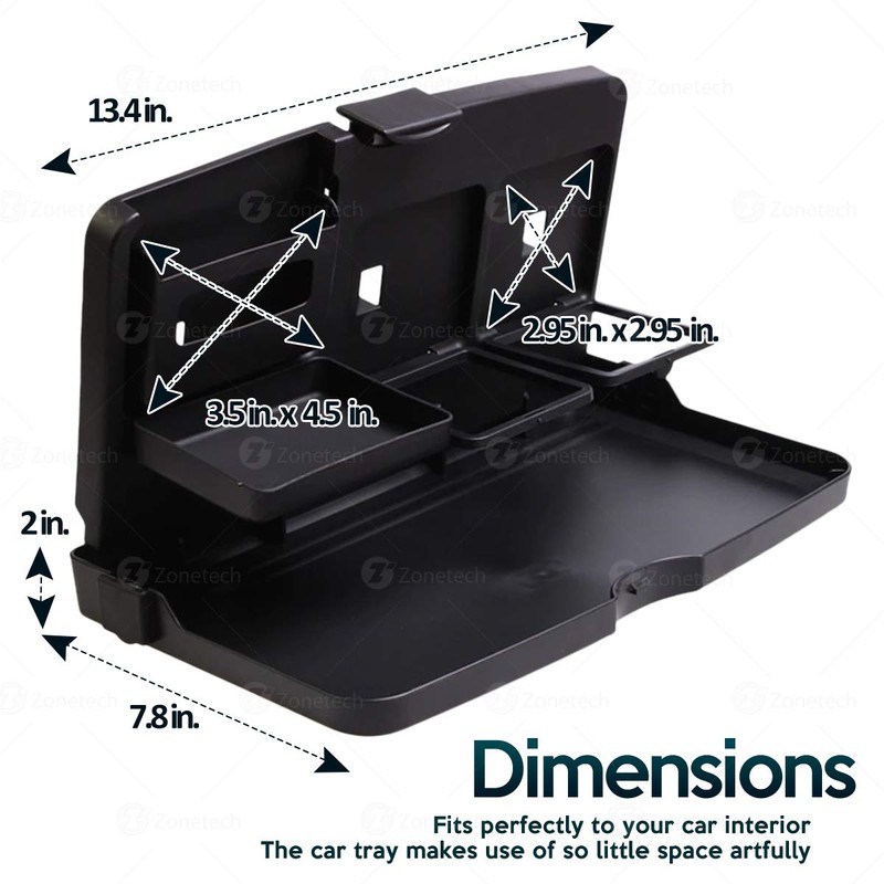 ZONETECH Multi-Functional Portable Foldable Car Backseat Tray Desk - Black