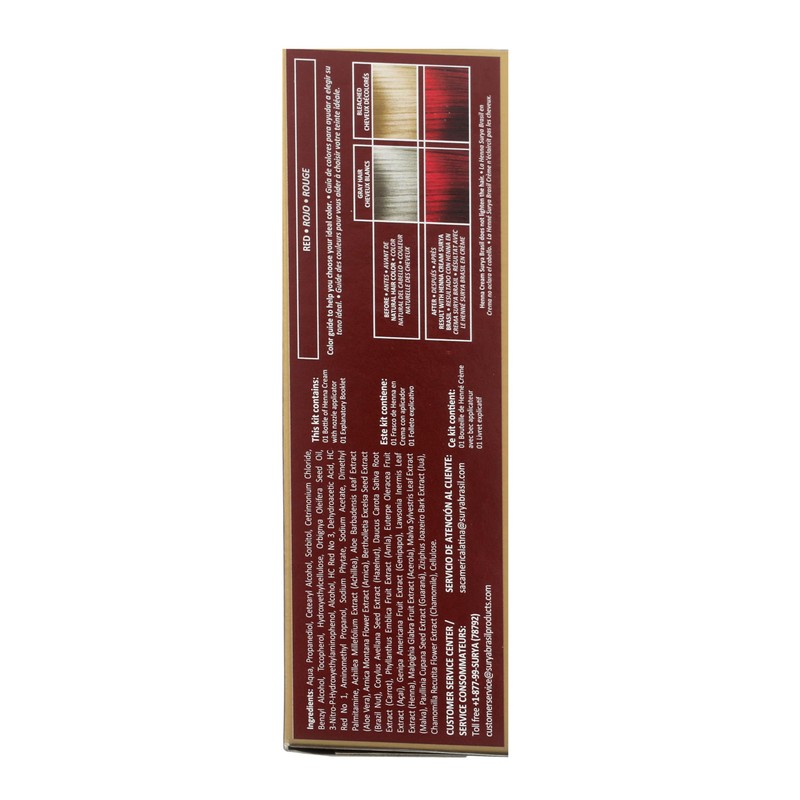 Surya Brasil Henna Cream Red - 97% Natural Ingredients, Vegan,