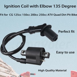 Amavoler Ignition Coil with Elbow 135 Degree Aftermarket Accessory Fit for CG 125cc 150cc 200cc 250cc ATV Quad Dirt Pit Bike Scooter Buggy Motorcycle Go Kart.(Black)