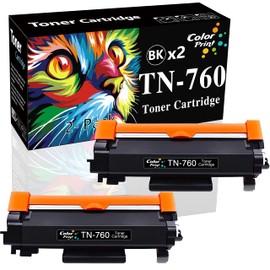 Color Print Compatible TN 760 Toner Cartridge Replacement for Brother TN760 TN-760 TN730 TN770 for DCP-L2550DW HL-L2350DW HL-L2390DW HL-L2395DW HL-L2370DWXL MFC-L2710DW MFC-L2750DWXL Printer (2-Pack)