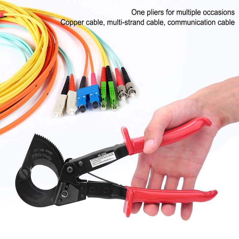 Ratchet Cable Cutter, HS-325A Insulated HCS Copper Aluminum Cutting Tool,