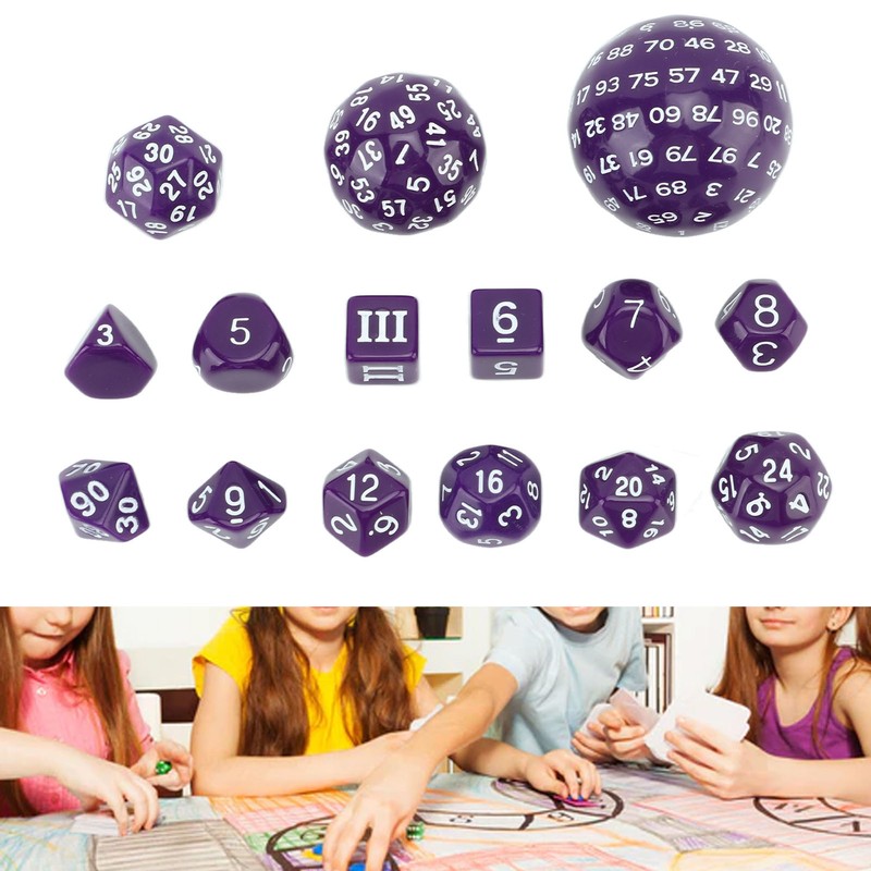 15pcs Polyhedral Dice Set 3 to 100 Sides Complete Polyhedral