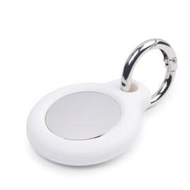 FRIZZE AirTag Case with Key Ring, Small Portable Accessories, Ideal for Car, Bicycle, Backpack, Pet (Case Cover for Air Tag with Key Ring), White