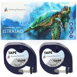 2X Compatible with LetraTag 12267 Black on Transparent (12mm x 4m) Plastic Label Tapes for LetraTag LT-100H, LT-100T, LT-110T, QX 50, XR, XM, 2000, Plus Label Makers