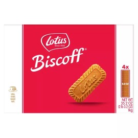 Lotus Biscoff Cookies 1 Box (4 Packets per Box) 8.8OZ EACH Packet, 35.2OZ Box