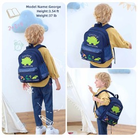 willikiva Cute Zoo Little 3d Backpack Kids Backpack for Boys and Girls Toddler Backpack Waterproof Preschool(Deep Blue Dinosaur)