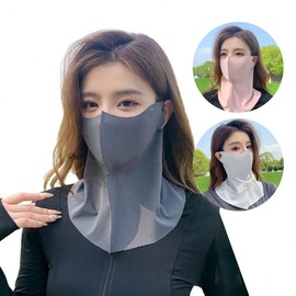 3D Cooling UV Protection Golf Face Mask and Neck Gaiter Sunshade Light Gray (FL) 6ea