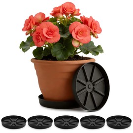 Elevated Plant Saucer 5P, 10.5 Inch Round Pot Tray with Raised Base for Indoor Outdoor Potted Plants– Extra Deep Design to Catch Overflow Water, Thick Drip Plate for Succulents & Houseplants