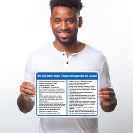 Sigo Signs, Hot Tub Safety Rules Sign, Bilingual English Spanish, 10x14 Inches, 55 mil Thick HDPS (high Density polystyrene), Made in USA