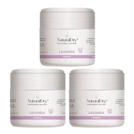NaturalDry - Desodorante natural Mujer sin aluminio - Sin Parabenos - No obstruye los poros - Hidrata tu piel - Elimina el mal olor - permite la transpiración - Crema con olor agradable a Lavanda - En tarro formato cera (3 unidades)