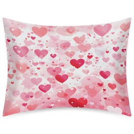 Satin Pillowcase for Hair and Skin, Passionate Love Heart Silk Pillowcase with Envelope Closure, Standard Size Pillow Cover for Bedroom Home Decor Warming Gifts for Mom from Daughter