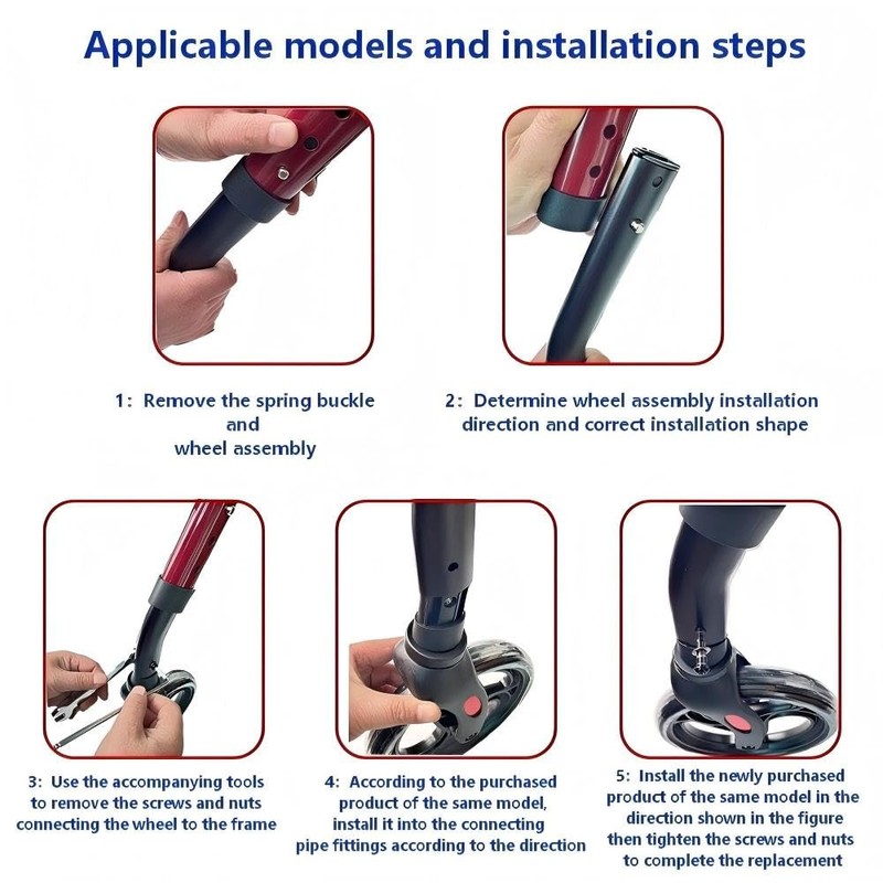 2PC 8 Inch Front Wheel with Front Fork Drive, Replacement