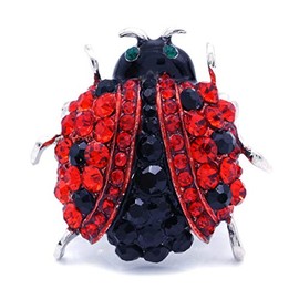 Soulbreezecollection Beautiful Black Polka Dot Red Ladybug Red Jet Black Stretch Cocktail Ring Fashion Jewelry