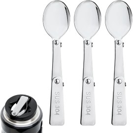 3 Pcs Folding Spoons for THERMOS FUNTAINER Food Jar 16 Oz, Spoon Replacement Staninless Steel Foldable Spoon Folding Metal Spoon Serving Compatible with Insulated Food Jars Thermoses（Silver）