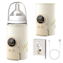 NAVESO Portable Baby Bottle Warmer, Baby Bottle Warmer with LCD Display, Baby Bottle Warmer, USB Charge, 6 Temperature Levels to Choose From 38-50°C, Baby Bottle Warmer for On the Go and Home