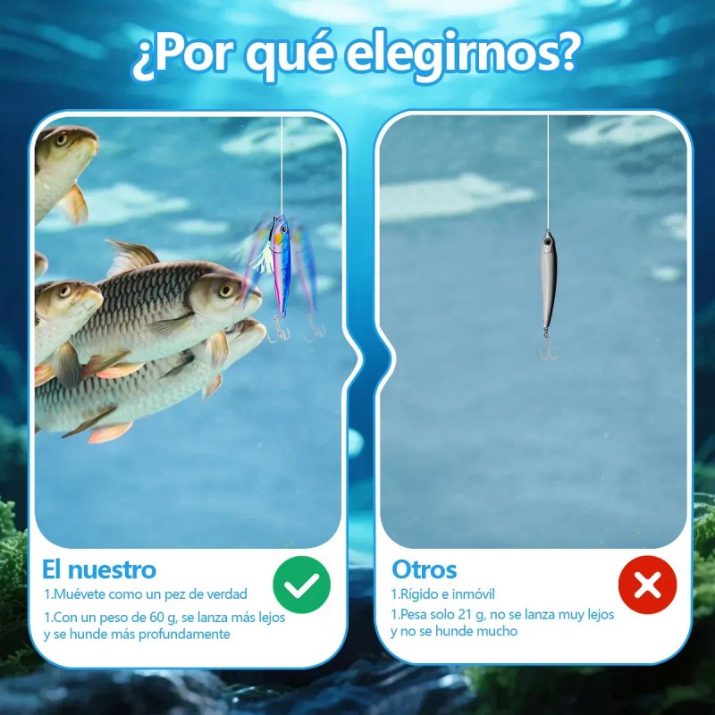 4 Jigs 60g Señuelos Cebo Pesca Lance Largo Láser Mar