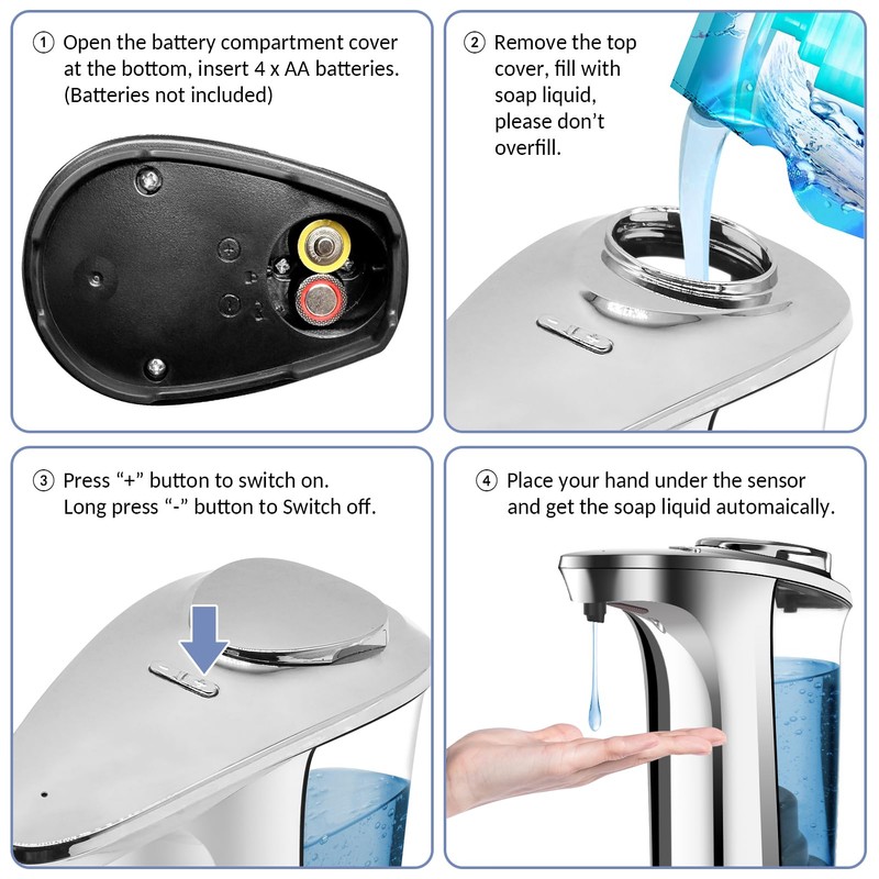 HMJIA Automatic Soap Dispenser, 500 ml, Non-Contact Automatic Soap Dispenser,