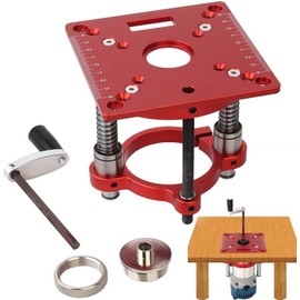 Router Base Router Table Base,Aluminum Alloy Stainless Steel 4 Jaw Clamping Router Table Lifting System Base Router Table System for Small Trimming Machines Tables