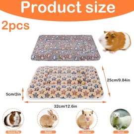 RJFUJP 2 Pcs Guinea Pig Bed, 35x25cm Hamster Bed, Washable Guinea Pig Bed Mat Fluffy Guinea Pig Bedding Mat Sleeping Pad for Bunny Hamster Guinea Pig