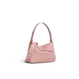 JIUFENG Genuine Leather Geometric Tote Handbag for Women, Women's Shoulder Bag Clutch Zipper Closure (Pink)