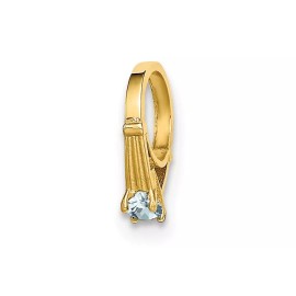 Unbranded 14K Yellow Gold 3D Ring with Light Blue CZ Charm